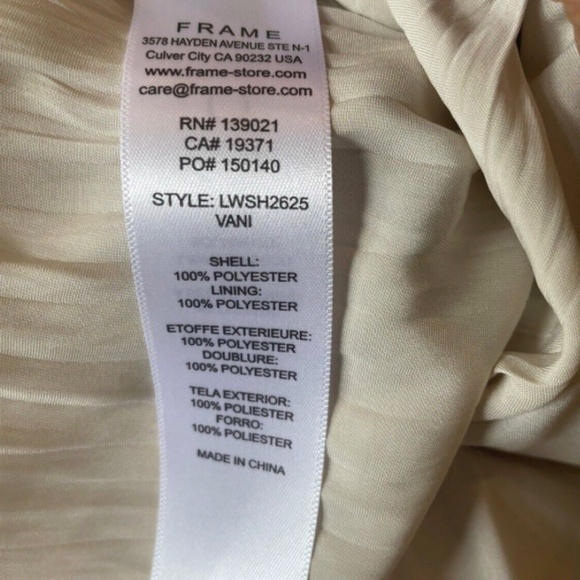 NWT Frame Puff Sleeve Square Neck Empire Waist Vanilla Blouse Sz Medium - Picture 4 of 6